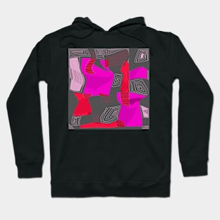 Mazipoodles Psychedelic Egyptian Collage Fuchsia Red Gray Hoodie